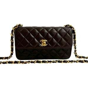 CHANEL Matelasse Coco Mark Lambskin Chain Shoulder Bag, Brown, 32935